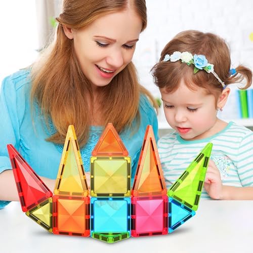 Magnet Tiles Building Block Toy Set Travel Size Mini Diamond Series Magnetic Construction Magnetized Connecting Blocks Promote Fun STEM Learning Child Brain Development for Ages 3+ EPM12 - Image 5