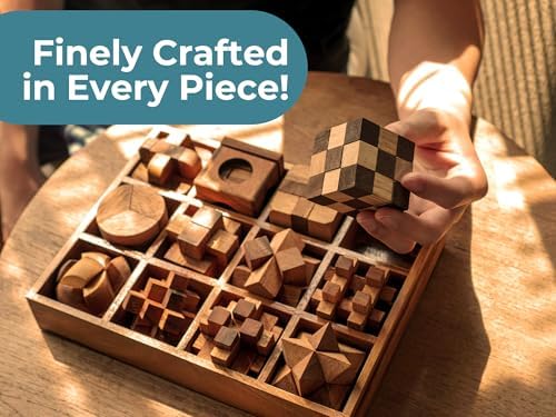 BSIRI 12 in 1 3D Wood Puzzle Box Set - Wooden Brain Teaser Puzzles for Adults Interlocking Toys Games for IQ and Mind Ideal for Patio Decor Desk Office and Unique Gift Hand Game (12 Games) - Image 6