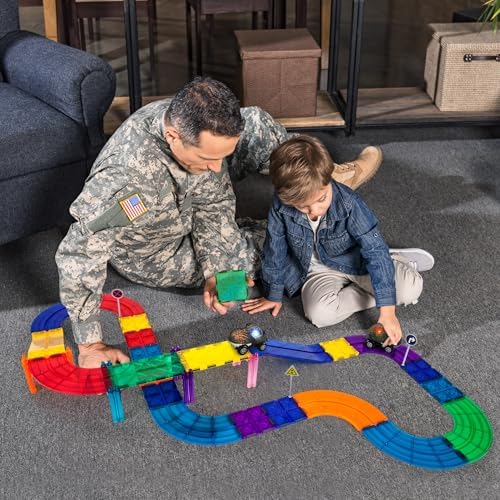 PicassoTiles 2 Piece Swift Highly Detailed Race Track Truck Dinosaur Cars Accessories in Bulk Package Compatible with STEM Magnetic Tile Race Track Building Kits for Kids Boys & Girls Ages 3+ PTE10 - Image 2