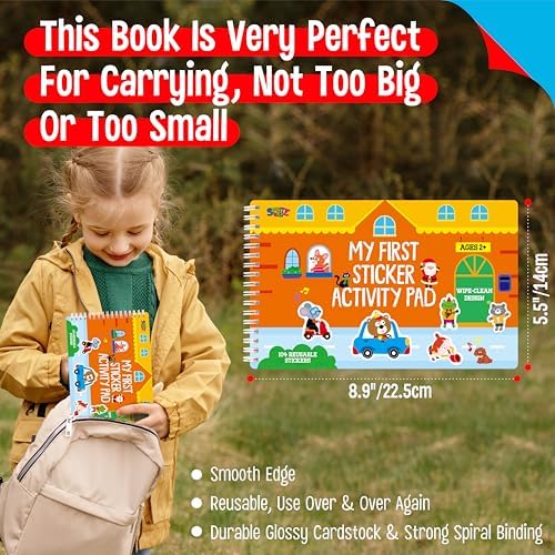 SpriteGru Sticker Activity Pad, 30 Different Scenes & 100+ Reusable Stickers, Dry Erase Brain-Boosting Puzzle Activities Book for Kids, Educational Toy for Road Trip, Airplane & Car Travel - Image 6