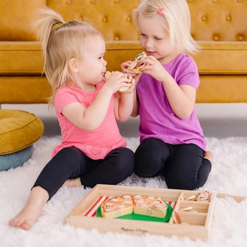 Melissa & Doug Wooden Pizza Party Play Set, 36 Self-Stick Toppings, Pizza Toy Kitchen Set & Play Kitchen Accessories, Preschool Toys for Boys & Girls 3+ - Image 2