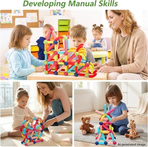 COUOMOXA Magnetic Building Blocks for Toddlers: STEM Educational Toys for 3 4 5+ Years Old Kids - Magnetic Stick Montessori Game for Family for Boys Girls 3-5 - Image 6