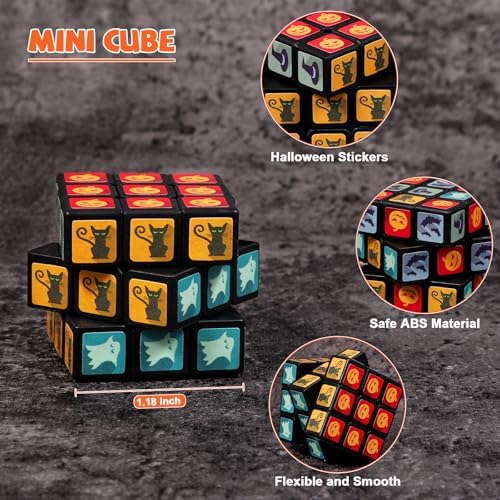 24 Pack Halloween Mini Cube Set, 1.18 Inch 3x3x3 Bulk Mini Cube Puzzles, Halloween Party Favors, Non-Candy Treats, Classroom Prizes, Goodie Bag Stuffers for Kids - Image 4