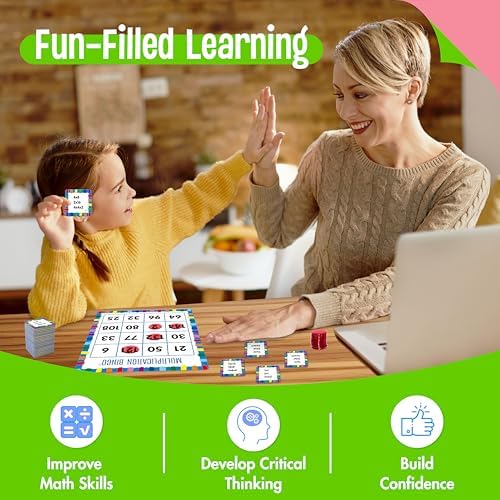 SpriteGru Multiplication & Division Bingo Game, 480 Math Problems, 2 Educational Math Board Game for Kindergarten and Preschool Kids 4-8, Perfect for Classroom & At Home (Up to 25 Players) - Image 7