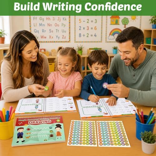Premium 7 Magic Grooved Writing Practice Handwriting Books for Kids Ages 3-5 Letter Tracing Book Learn to Write Age 3-8 Children Workbook Learning Activities Reusable Preschool Education Home - Image 6
