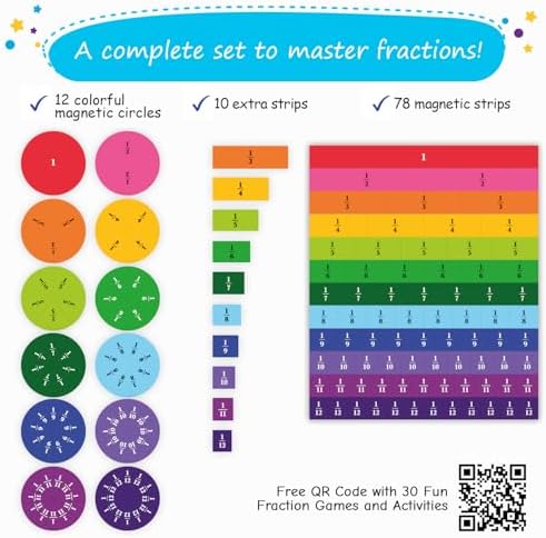 Simply Magic 166 PCS Magnetic Fraction Tiles & Fraction Circles - Image 4