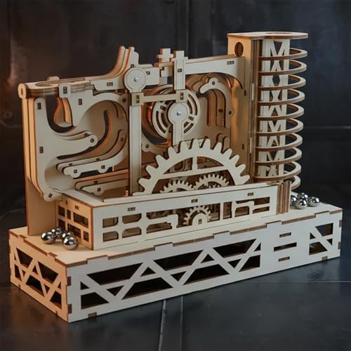 3D Wooden Puzzles for Adults, Motorized Marble Run Spiral Model Kit - Natural Wood DIY Craft Building Set, Unique Gift for Adults Men Women - Image 5