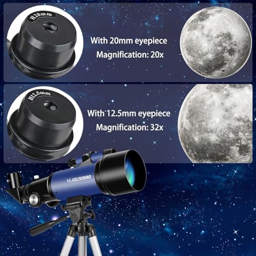 Telescope 70mm Aperture 400mm Astronomical Refracting Telescopes - Travel Telescope with Tripod, Phone Adapter(Ocean Blue) - Image 2