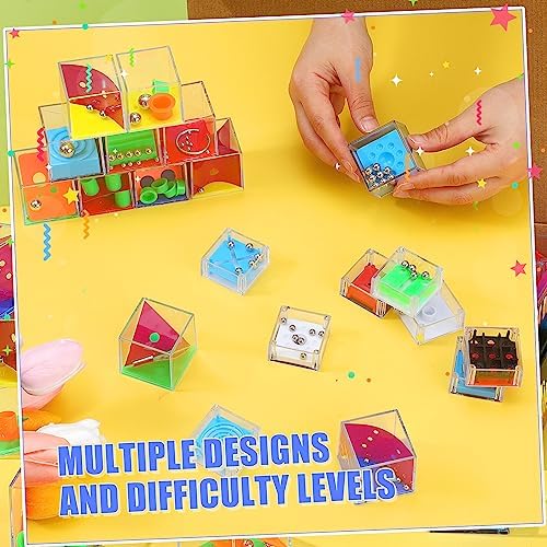 Lenwen 96 Pcs Mini Brain Teaser Puzzles Maze 3D Ball Cube, Classic Colors - Image 6