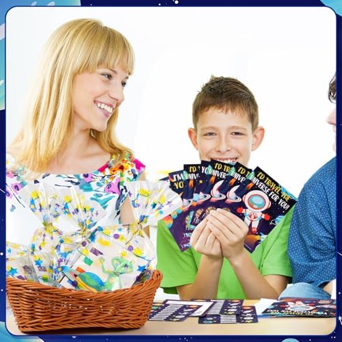 Pasimy 162 Pcs Space Party Favors Solar System Craft Kits Party Supplies Space Birthday Painting Kit Watercolor Card Wooden Cutout Galaxy Goodie Bag for Astronaut Planet DIY Project Activities(Planet) - Image 5