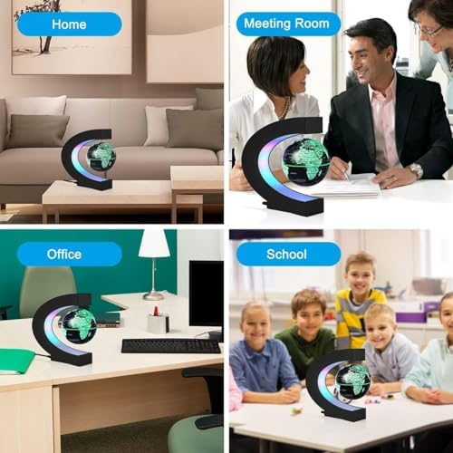 Magnetic Levitation Globe,Floating Rotating World Map Globe,Geographic globes Cool Gadget With Colored LED Lights and C Shape Anti Gravity ,Home/Office Desk Decor Display Stand,Gift for Kid/Student - Image 6
