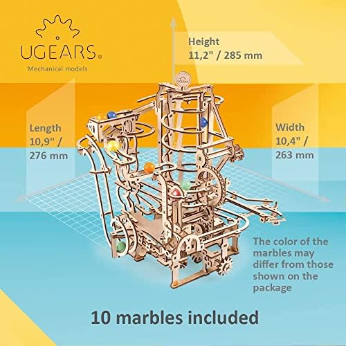 UGEARS Bundles Marble Run Holiday Set Wooden Marble Run Kit with 10 Colored Marbles - 3D Puzzles for Adults and Kids - Amusement Park Wood Marble Track 3D Puzzle - Wood Model Kit for Self-Assembly - Image 4