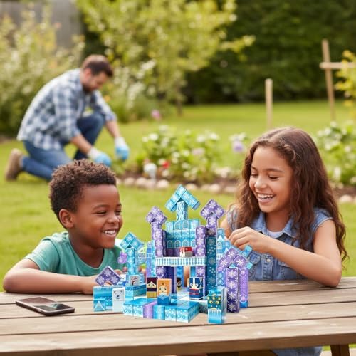 Magnetic Blocks Building Set - Puzzle Cubes as STEM Toys for Kids - Toddlers Sensory Construction Tiles - Ages 3+ Creative Educational Games for Boys and Girls - Frozen 200pc Block - Image 6