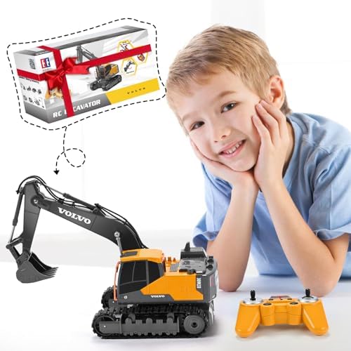 Double E Volvo Licensed Remote Control Excavator Toy, 2.4GHz All‑Terrain Sand-Ready Construction Vehicle with 360° Spin & 330° Cab Rotation, Rechargeable, Dig & Unload, STEM Birthday Gift for Kids 3+ - Image 6