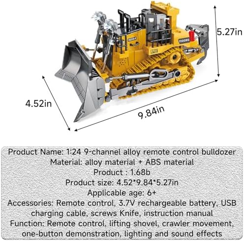 Excavator Set，rc Dump Truck Command The Site Conquer The Dir，2.4Ghz Remote Control Construction Vehicle Set Children's Toys，Alloy Material Simulate True Scale (Bulldozer) - Image 4