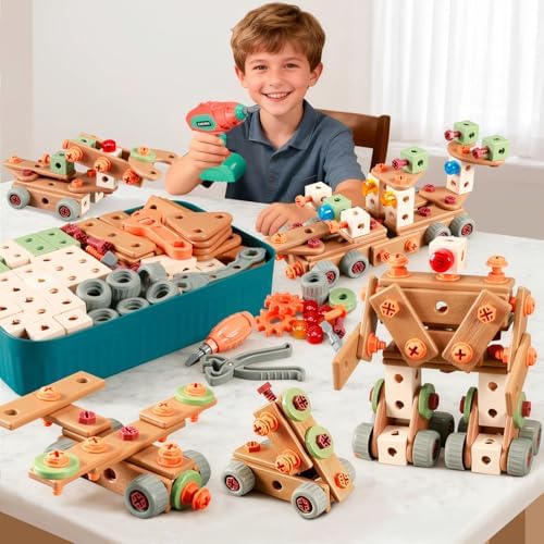 VEAIS Kids Tool Set with Drill, 148Pcs Tool Set with Toolbox,STEM Montessori Toys for 3-5Year Old, Educational Construction Toy, Pretend Play Toys for 3 4 5 6 Year Old Boys, Birthday Gift for Kids by VisittheVEAIS