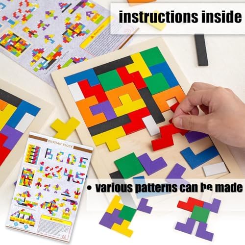 3 otters Wooden Blocks Puzzle 2 Set Russian Brain Teaser Tangram Intelligence Toys STEM Montessori Educational Gift for Kids Stocking Stuffers (Pack of 3) - Image 6