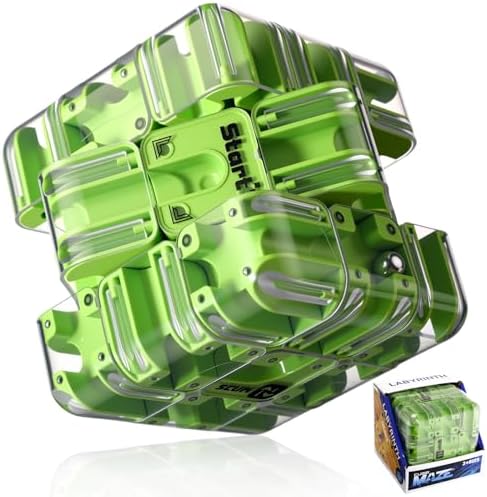 1 Sets Large Labyrinth 3D Maze Cube Puzzle Maze Game Gravity 3D Puzzle Cube Brain Teaser Ball Games for Kids Education Sensory Toys Gift for Adults (Classical,Dark Green) by Wovnet