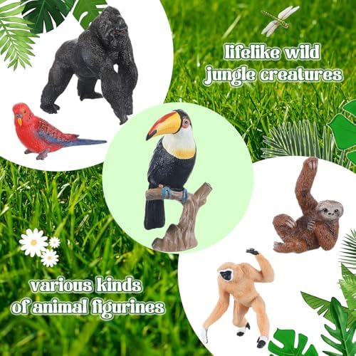 Gerrii 37 Pcs Rainforest Animal Figures Jungle Diorama Set for Project - Image 4