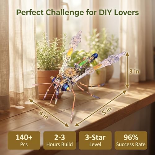 3D Metal Puzzles for Adults Teens-160+Pcs-Mechanical Mosquito Bee Insect Models-3 Hours to Build-Ideal for Birthday Gifts and Decorations (Mechanical Mosquito) - Image 5