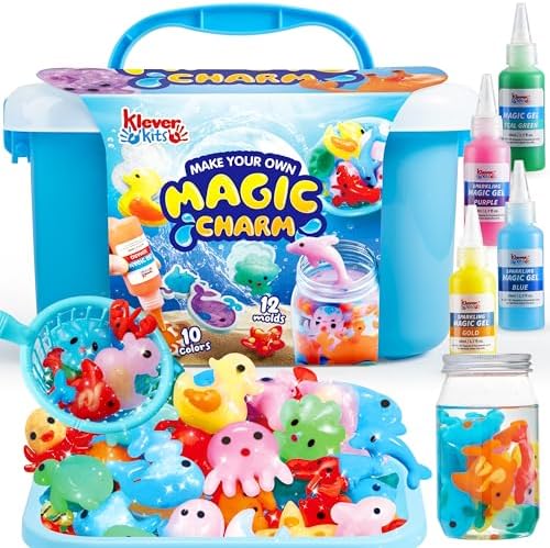 Klever Kits Water Gel Kit, Waters Pets Magic Fairy Water Gel Toy Kit with 10 Gels, 12 Molds, Preserving Bottle for Presents, Party Favors, Birthday Gifts, Arts & Crafts DIY Squishy Making Kit for Kids by KleverKits