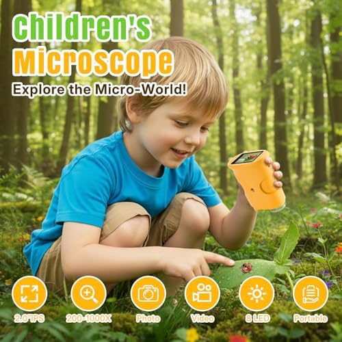 Mcbazel 1000X Handheld Digital Microscope for Kids, Rechargeable Mini Pocket Microscope with 2.0" IPS Screen, Toys Birthday Gifts for Girls Boys, Portable Edu Science Gift Age 4-12 - Image 2