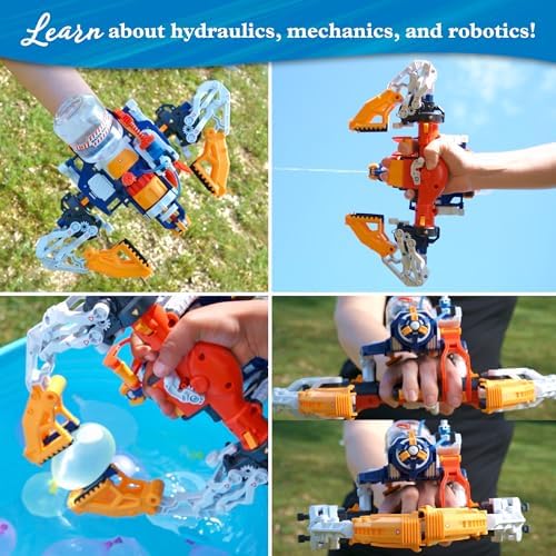 Thames & Kosmos Mega Cyborg Hydro Blaster STEM Experiment Kit, Toy of the Year Finalist - Build a Wearable Hydraulic-Powered Water Toy & Gripper, Shoots Water Up to 20 Feet, Transforms Into 5 Models - Image 5