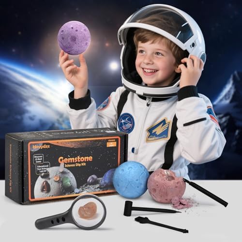 Gemstones Dig Kit, Science Kit for Kids, Dig up 15 Real Gems & Explore Solar System, STEM Educational Mining Space Toys, Archaeology Geology Science Experiments Gift for Boys&Girls Age 6-8-12 - Image 2