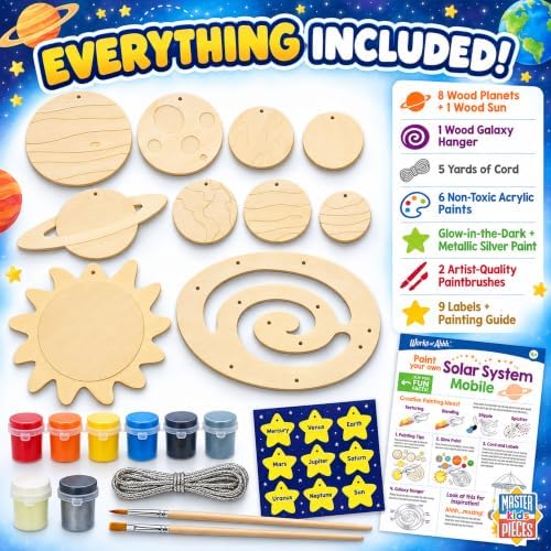 Works of Ahhh... Classic Wood Paint Kit - Solar System Mobile Craft Set - Kid - Image 3
