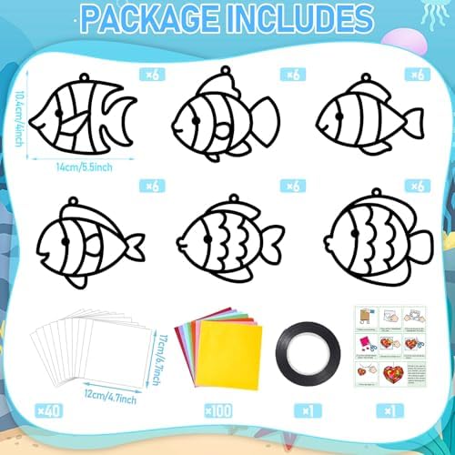 Qyeahkj 36Set Under The Sea Fish Suncatchers Crafts Kit for Kids - Image 2