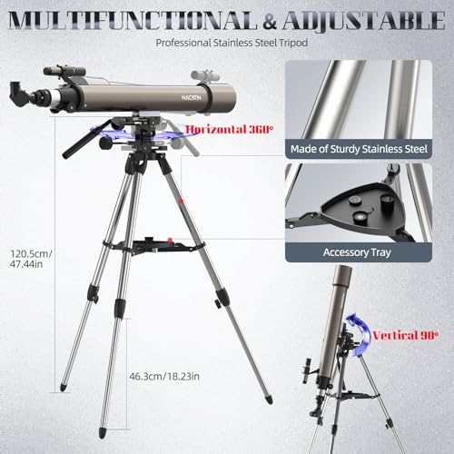 NACATIN Astronomy Telescope for Adults & Professionals, 102mm Aperture 900mm with Dual Slow-Motion Rods - for Ultra-Smooth & Precise Tracking, Telescope for Adults high Powered for Moon & Planets - Image 5