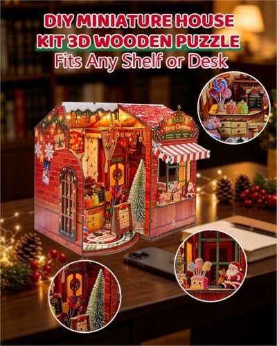 YSWOOD WORLD Christmas Miniature House Kit, 3D Wooden Puzzle for Adults - Image 4