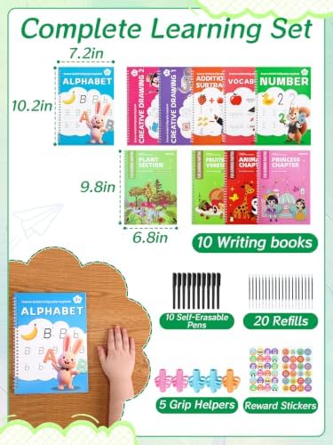 Reusable Magic Grooved Writing Practice for Kids 3-8, Disappearing Ink - Image 5