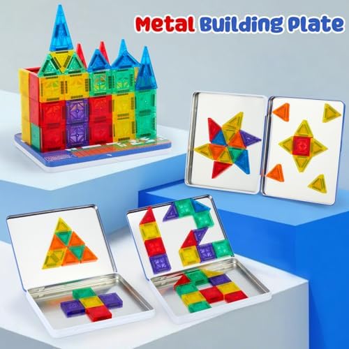 Gemmicc 58 PCS Mini Magnetic Tiles, Magnet Toys with Metal Storage Box - Image 3