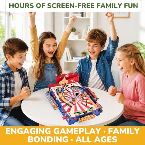 DIY Pinball Machine for Kids, Vintage Circus 3D Wooden Puzzle Toy, STEM Arcade Game Building Model Kit, Birthday Gifts for Boys and Girls Ages 8+ & Adults - Image 4