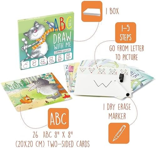 ABC Draw with Me 2-Pack – Learn to Draw ABC & Letter Tracing Cards Ages 3-6 - Image 2