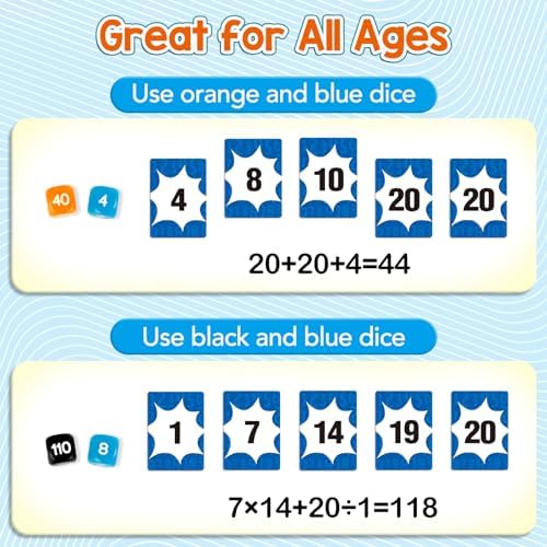 Aizweb Math Games for Kids - Addition, Subtraction, Multiplication, Division Flash Cards - Educational Learning Counting for Homeschool, Classroom, Travel - Indoor Outdoor Dice Family Game - Image 5