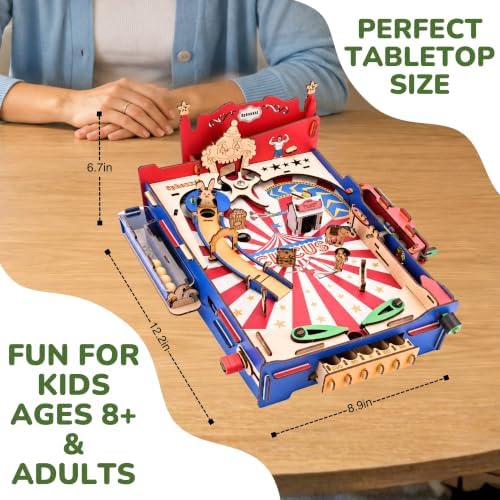 DIY Pinball Machine for Kids, Vintage Circus 3D Wooden Puzzle Toy, STEM Arcade Game Building Model Kit, Birthday Gifts for Boys and Girls Ages 8+ & Adults - Image 6