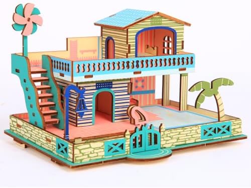3D Wooden Puzzle,57Pcs House Model for Teens & Kids 8+,Simple Packaging by LewabovToys