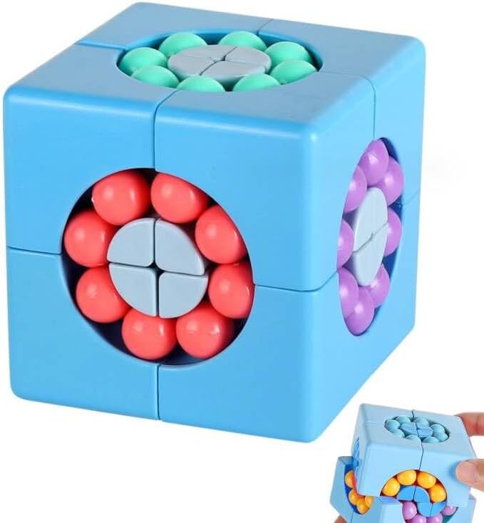 YUDANSI Magic Bean Cube Toy, Rotating Magic Bean Puzzle& Fidget Spinner 2-in-1, Rotating Magical Cube Fidgets Gift for Kids Boys Girls Age 3+, 5-7, 8-12, Brain Teaser Fingertip Toys for Teens Adults by YUDANSI