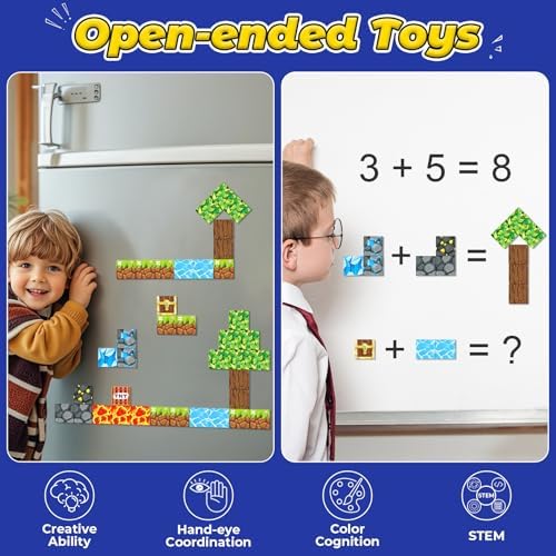 100PCS Magnetic Blocks -Build Mine Magnet World Forest & Lava Set, Magnet Building Toys for Kids Ages 5-7, STEM Sensory Toddler Toys for 3+ Year Old Boys & Girls, Creativity Birthday Gifts for Child - Image 5