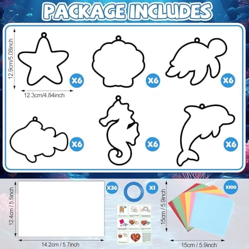 Qyeahkj 36Set Sea Animals Suncatchers Crafts Kit for Kids - Image 2