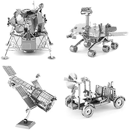 Fascinations Metal Earth Space Metal Model Kits Set of 4 - Hubble Telescope - Apollo Lunar Rover - Apollo Lunar Module - Mars Rover by Fascinations
