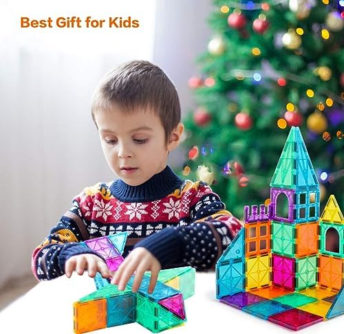 Magnetic Tiles Car Set Truck Kit Toy with Stronger Magnets, Educational Magnet Cars with Re-Enforced Hitch and Long Bed for Girls Boys Toddler Ages 3+ (110 PCS Set) - Image 2