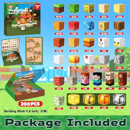 ToyUnited 200PCS Magnetic Blocks with Light-Up Blocks, Magnet Building Blocks, Stacking Magent Cubes, STEM Montessori Educational Sensory Toys for Boys & Girls Ages 3-12 Birthday Gifts - Image 2