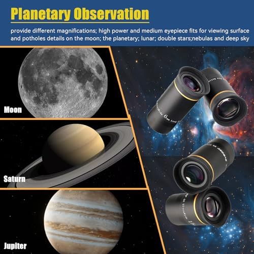 SVBONY Telescope Eyepiece, Gold Line Eyepiece Set 6mm 9mm 15mm 20mm, 1.25" - Image 6