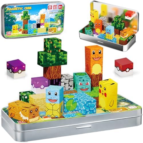 Pocket Cubes Magnetic Blocks & Magnetic Tiles, 35 PCS Voxel Animal Magnetic Building Cubes Set, STEM Construction Toys for Kids Ages 4-8, Mini Travel Toys for Toddlers 3-5, Montessori Sensory Gifts by BOIMOES