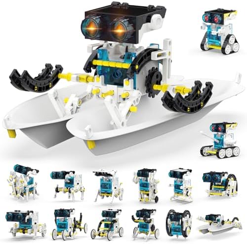 Wesfuner 30-in-1 STEM Solar Robot Kit Toys, 243 Pieces Educational Building Science Experiment Kit for Kids Aged 8-12, Birthday Gifts Kids Aged 8 9 10 11 12 13 Years Old(White) by WESFUNER