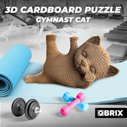 QBRIX Gymnast Cat 3D Puzzles for Adults, 3D Puzzles for Adults, 3D Model Kit for Teens, DIY Crafts for Home Decor, Original Gift for Boys&Girls 14+, Cardboard Model Building Kit - Image 2