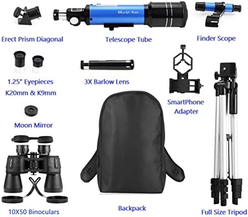 Travel Telescope with Backpack - 70mm Refractor Telescope & 10X50 HD Binoculars Bak4 Prism FMC Lens for Moon Viewing Bird Watching Sightseeing - Image 6